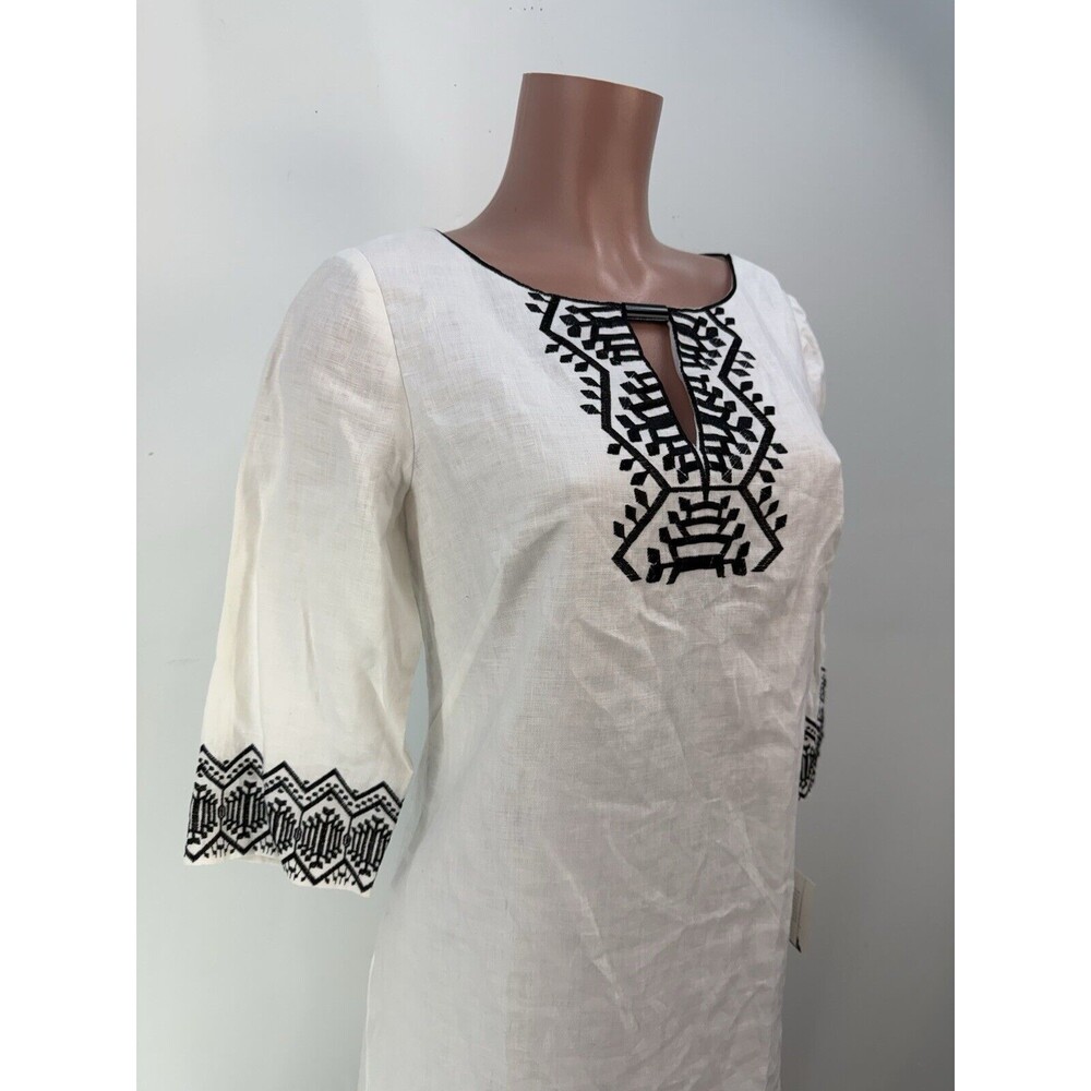 NEW SHELL LINEN DONNA MORGAN Women's Sheath Dress with Embroidery - Picture 7 of 16